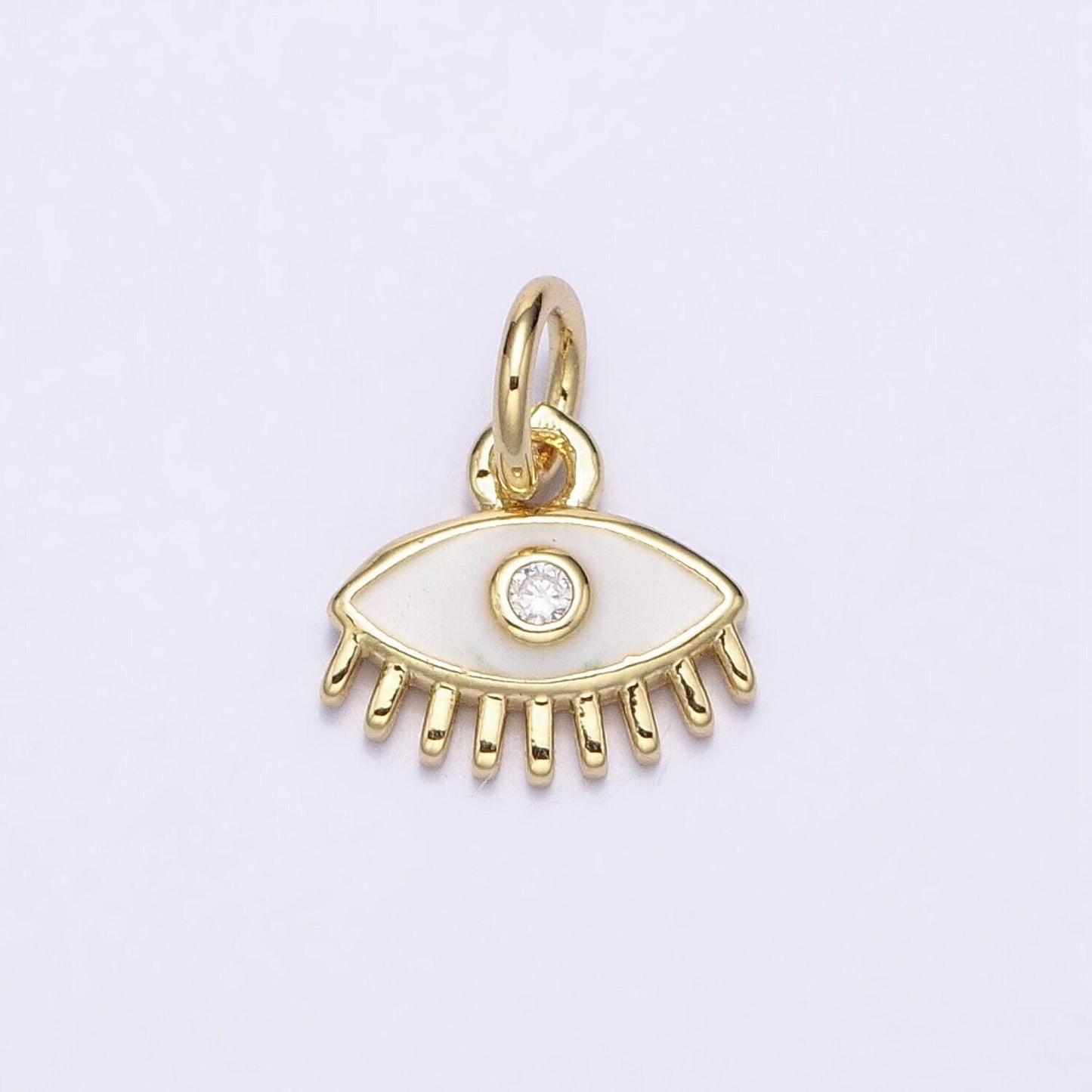 14k gold filled evil eye pendant in blue pink white black enamel | diy fashion jewelry charm add on necklace bracelet earring | ac560
