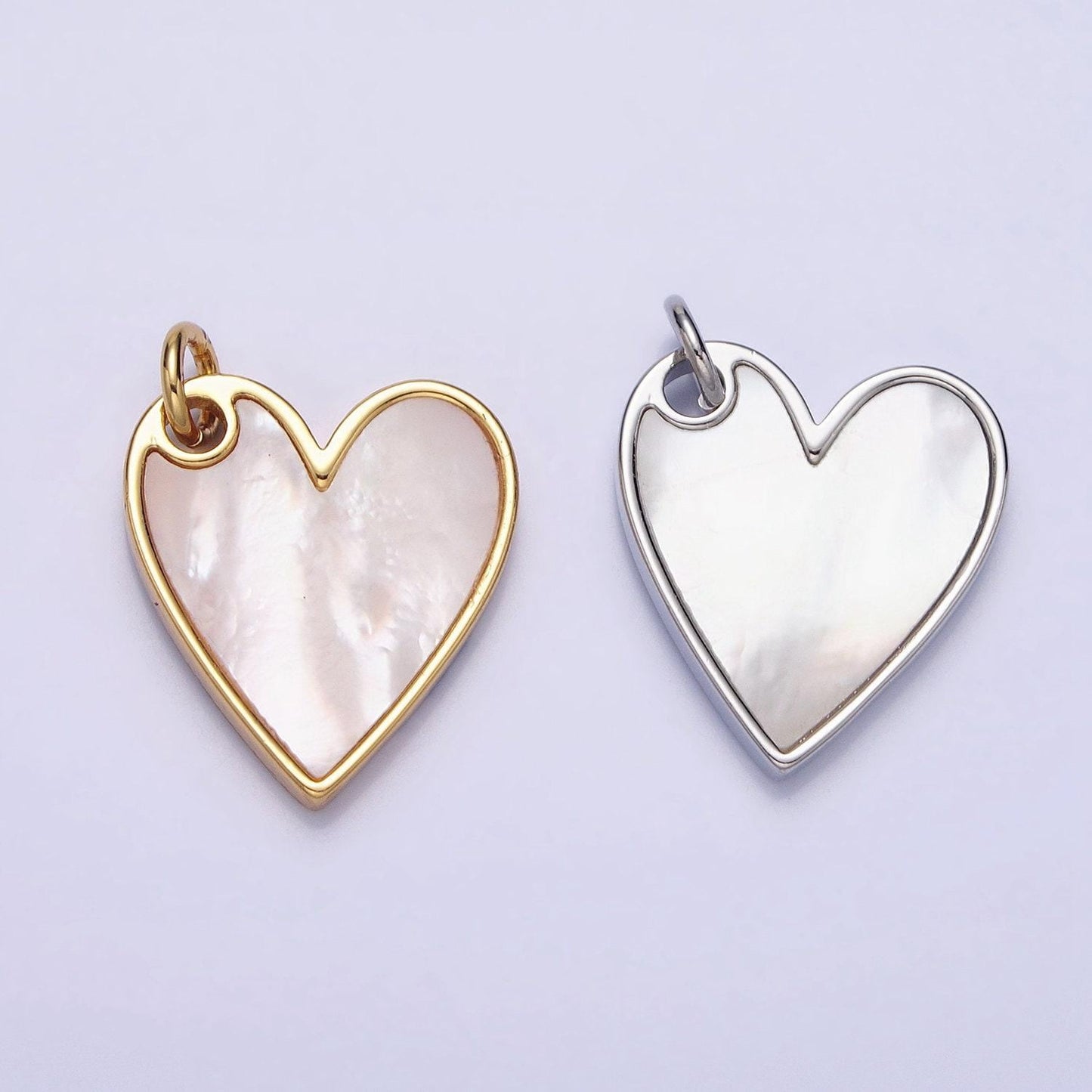 Dainty silver gold pearl heart pendant dangle love charm for valentine jewelry making | ac558 ac557