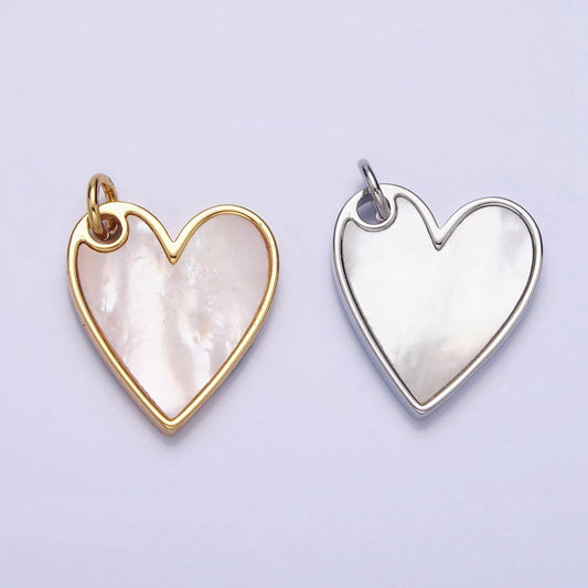 Dainty silver gold pearl heart pendant dangle love charm for valentine jewelry making | ac558 ac557