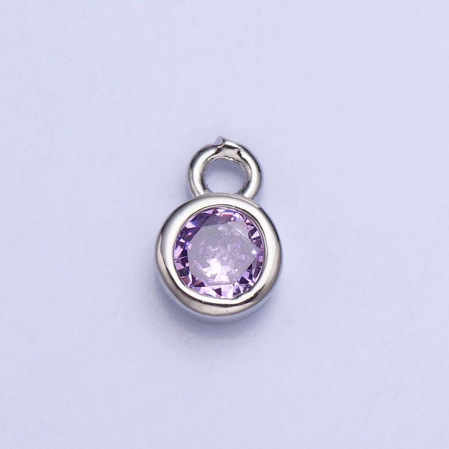 4mm mini silver full brilliant cut cubic zirconia bezel cut charm pendant for add on charm ac432 ac433 ac434 ac435
