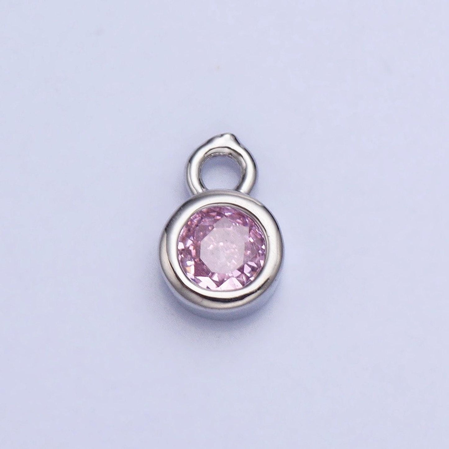 4mm mini silver full brilliant cut cubic zirconia bezel cut charm pendant for add on charm ac432 ac433 ac434 ac435