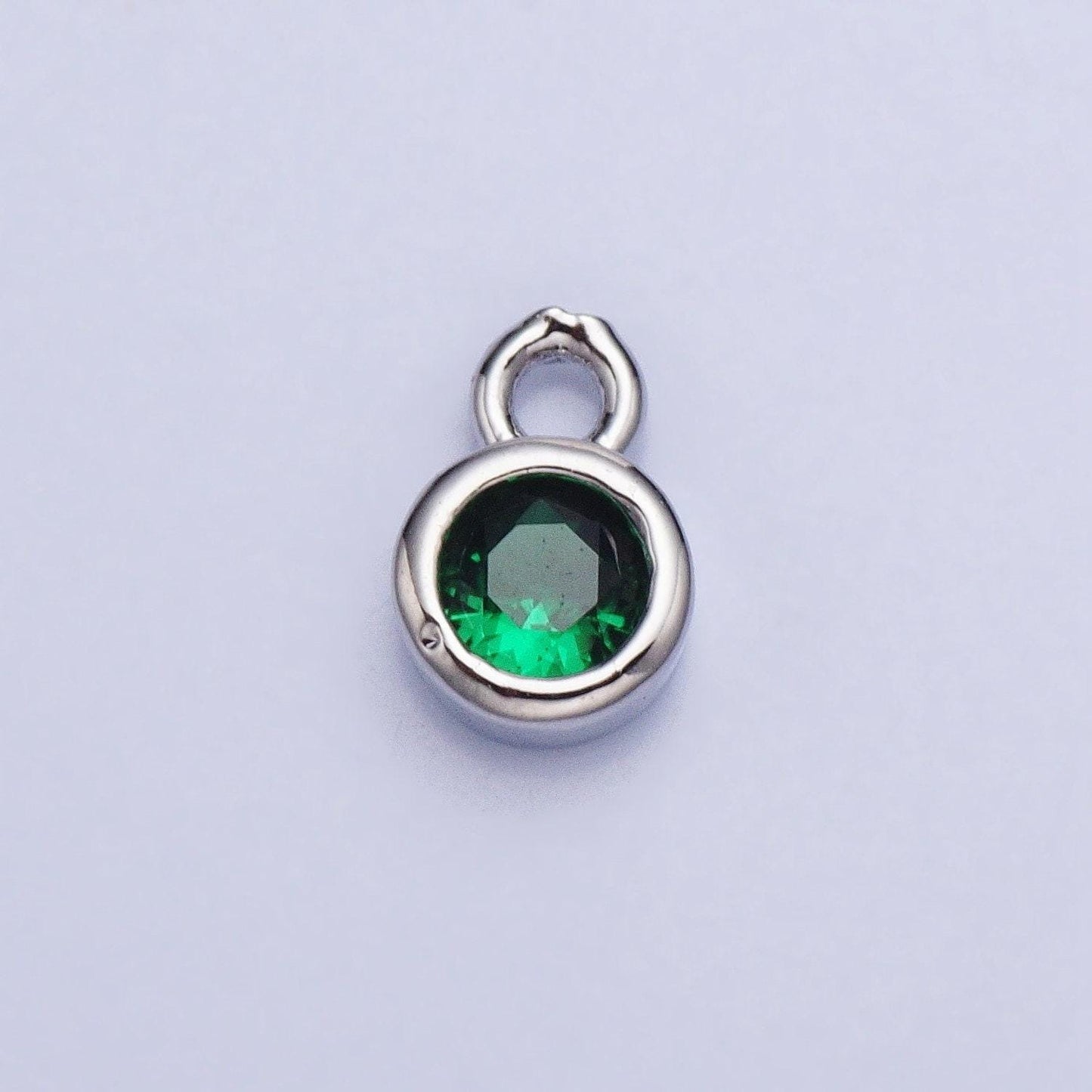 4mm mini silver full brilliant cut cubic zirconia bezel cut charm pendant for add on charm ac432 ac433 ac434 ac435