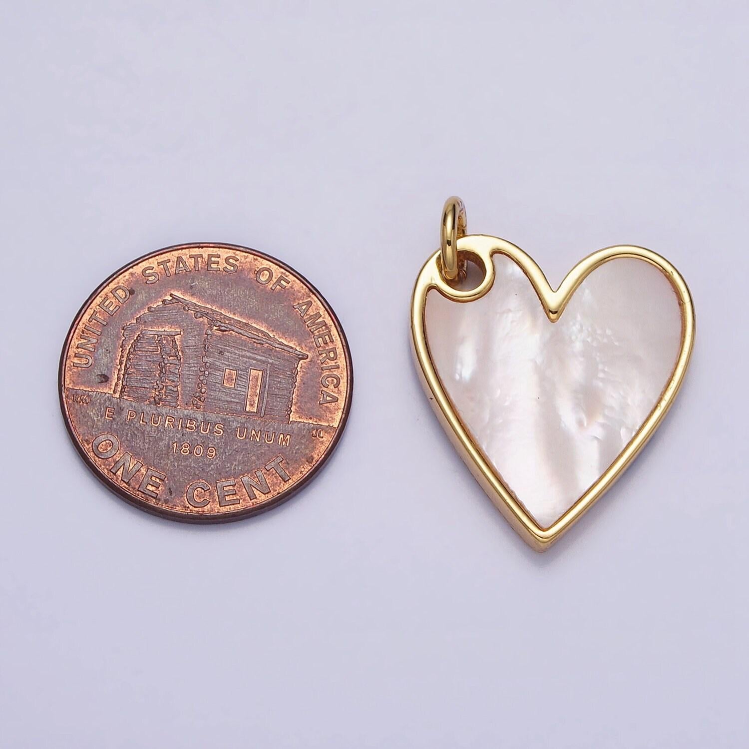 Dainty silver gold pearl heart pendant dangle love charm for valentine jewelry making | ac558 ac557