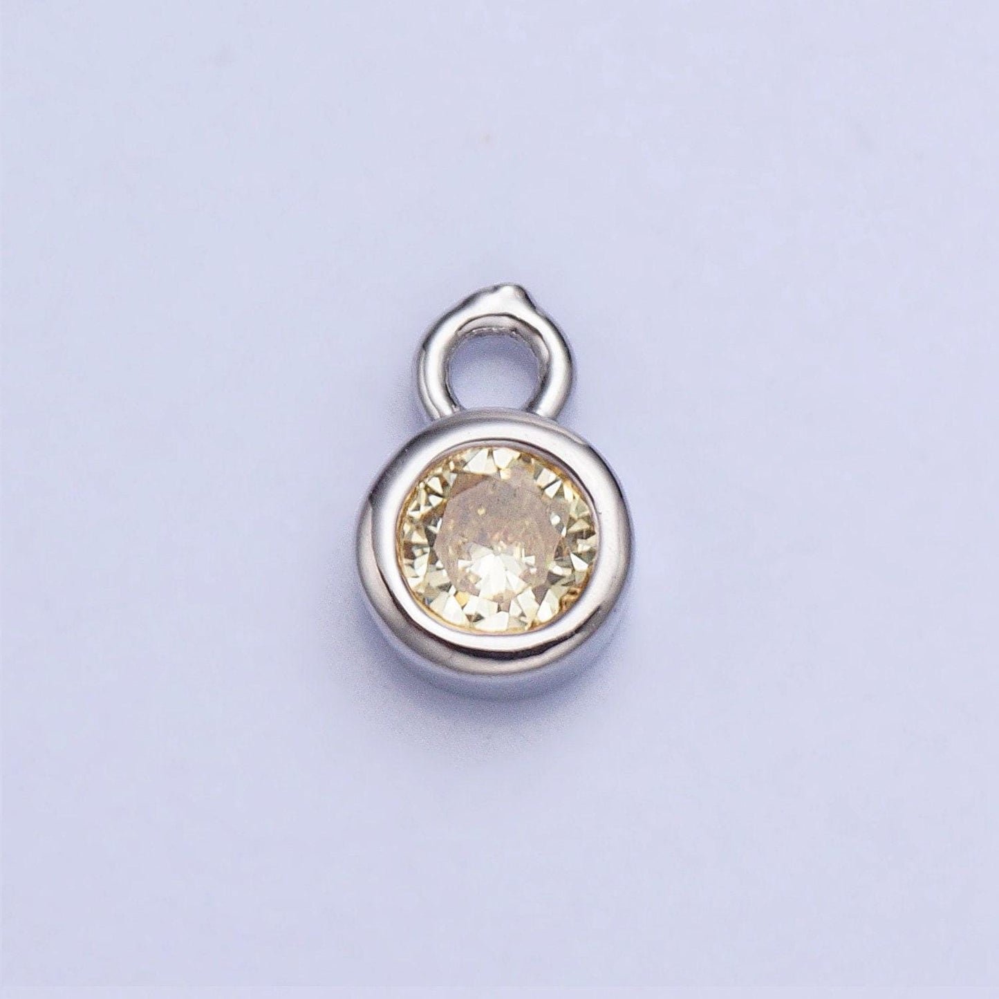 4mm mini silver full brilliant cut cubic zirconia bezel cut charm pendant for add on charm ac432 ac433 ac434 ac435