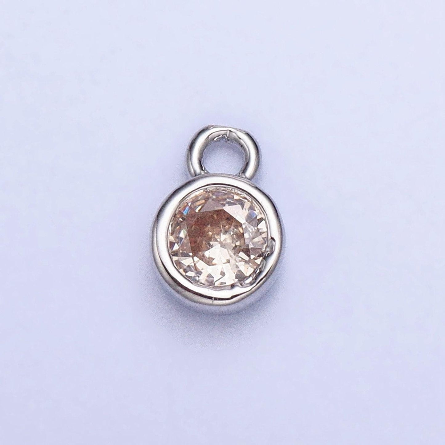 4mm mini silver full brilliant cut cubic zirconia bezel cut charm pendant for add on charm ac432 ac433 ac434 ac435