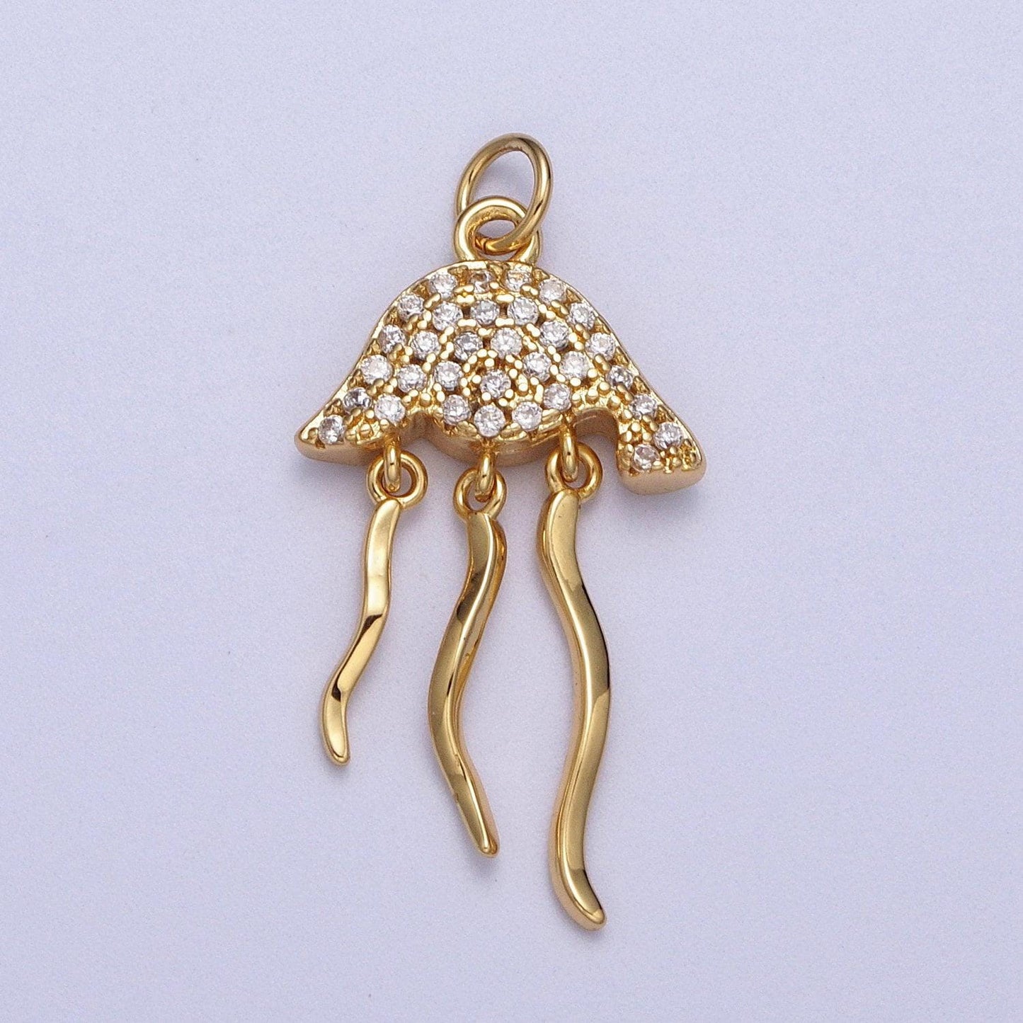 Small micro pave jellyfish charm in 18k gold filled fish animal silver beach vibes jewelry ac553 ac554