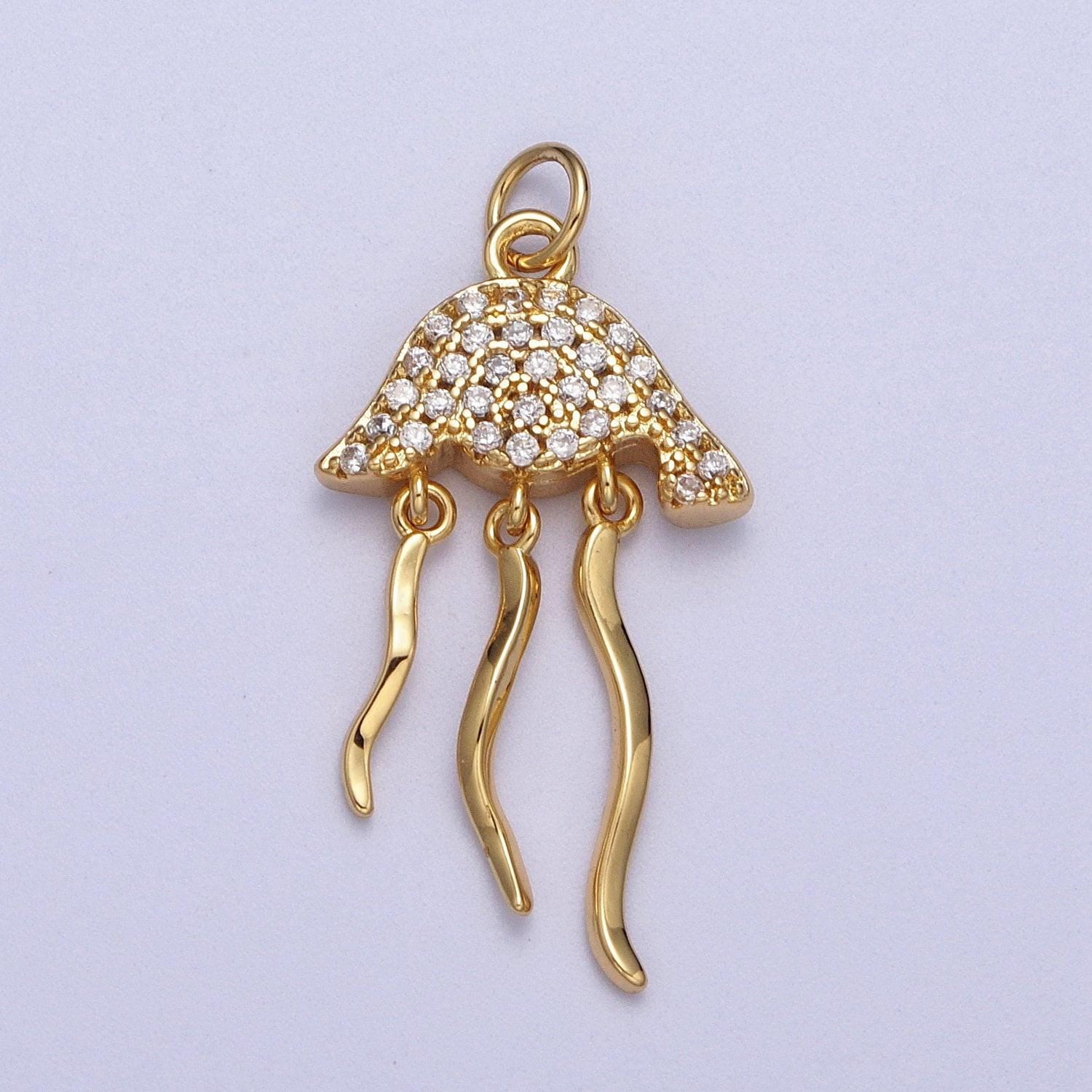 Small micro pave jellyfish charm in 18k gold filled fish animal silver beach vibes jewelry ac553 ac554