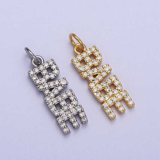 Dainty cubic gold babe charm for bracelet necklace earring component diy jewelry making supply cz word charm minimalist jewelry ac549