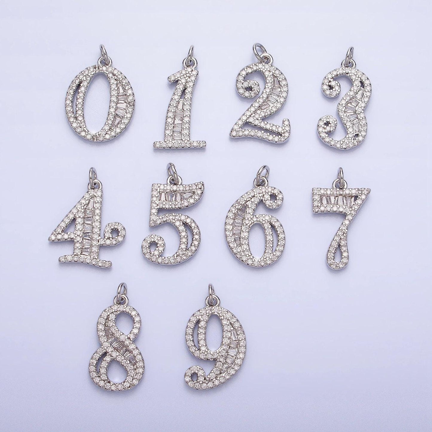 Micro pave cz age lucky number charms pave dangle silver number charms women pave number findings number 0-9 charms ac529 - ac538