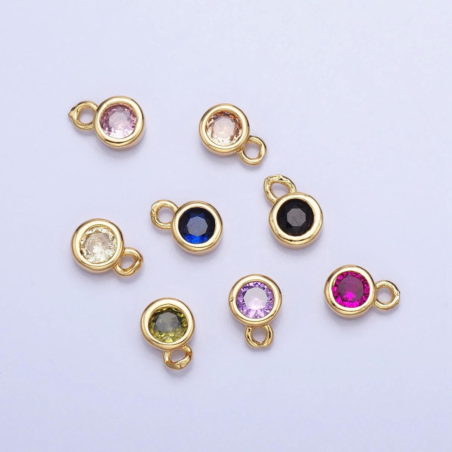 4mm cz stone bezel drop charm mini gold plated full brilliant cut cubic zirconia bezel cut charm for add on charm ac486 ac487