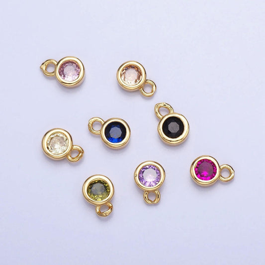 4mm cz stone bezel drop charm mini gold plated full brilliant cut cubic zirconia bezel cut charm for add on charm ac486 ac487