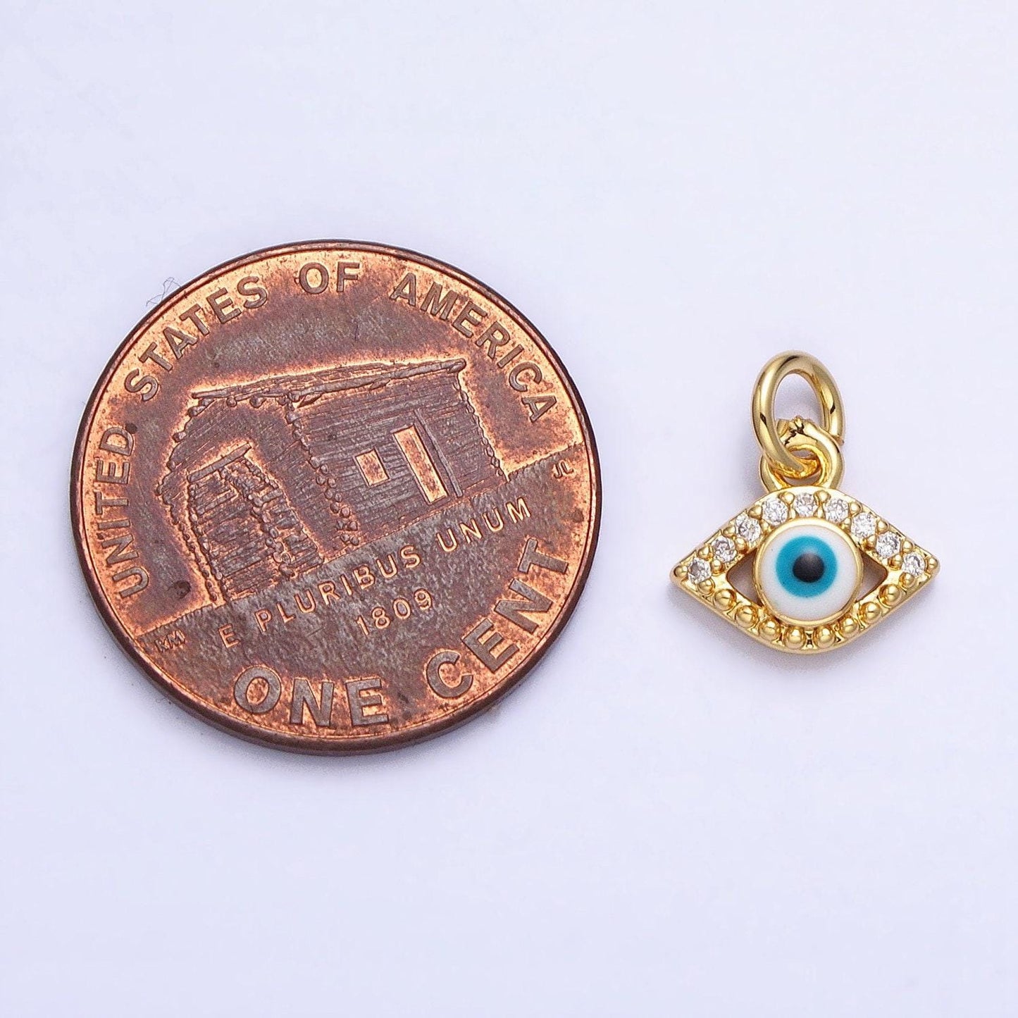 Mini enamel evil eye charm pendant micro pave evil eye jewelry making supply ac457
