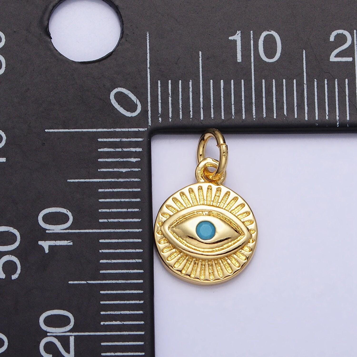 15.6x9.8mm 24k gold filled evil eye charm mini amulet charms for necklace bracelet earring component jewelry supply ac450