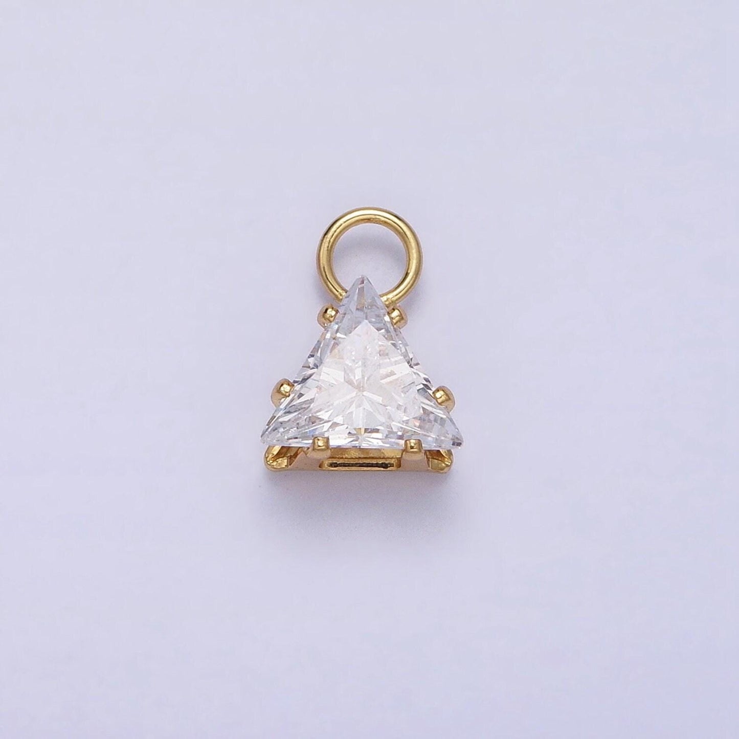 Mini gold triangle cubic zirconia charm, tiny clear cz charm add on charm for bracelet earring necklace supply ac420 ac421