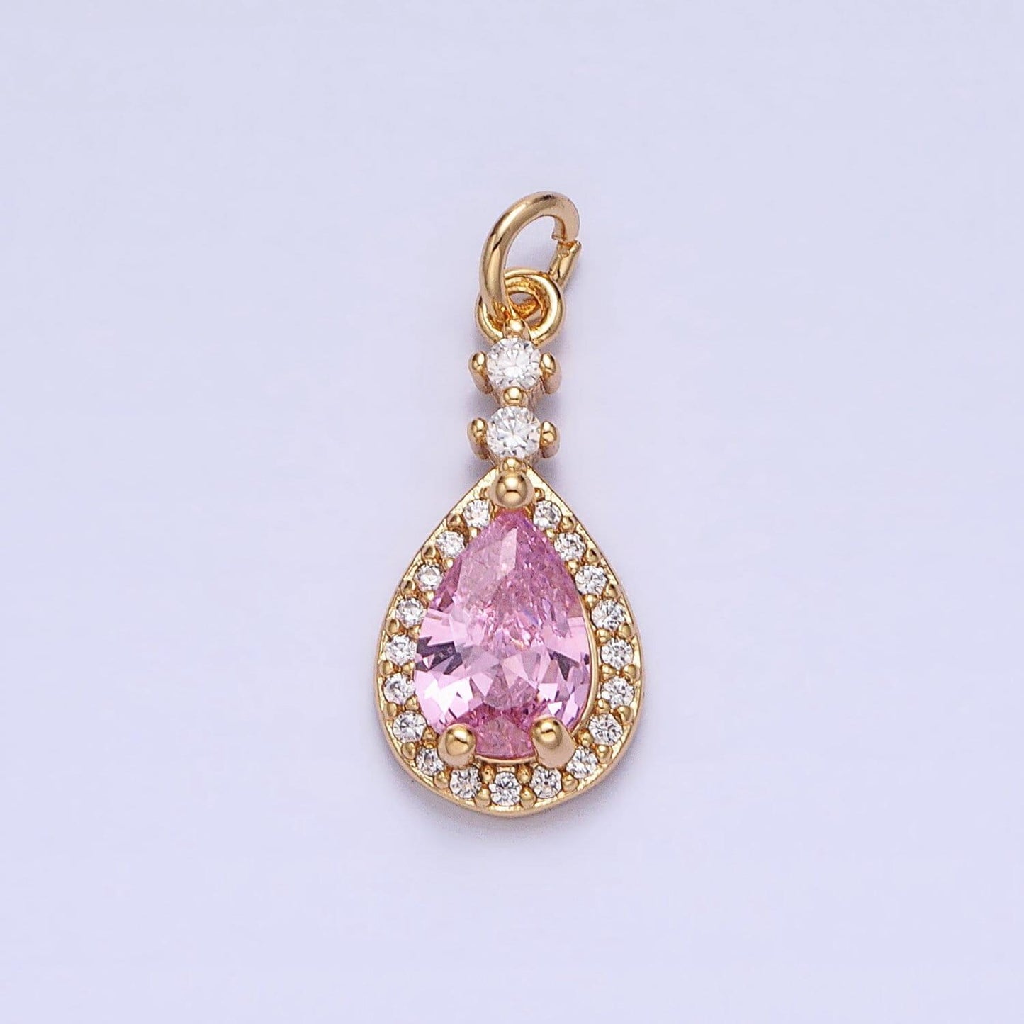Dainty tear drop charms cubic zirconia dangle micro pave dainty geometric pendant wholesale bulk diy jewelry findings ac427