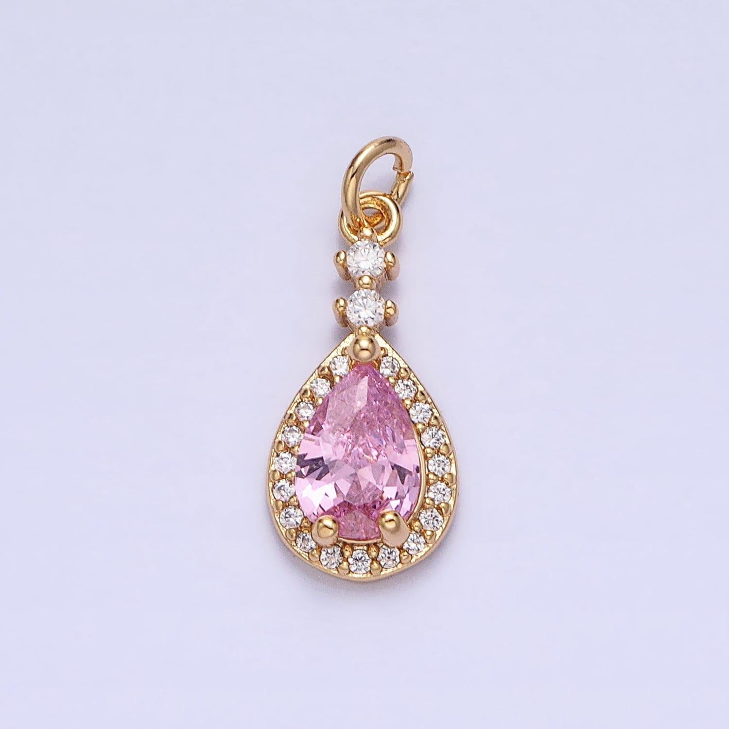 Dainty tear drop charms cubic zirconia dangle micro pave dainty geometric pendant wholesale bulk diy jewelry findings ac427