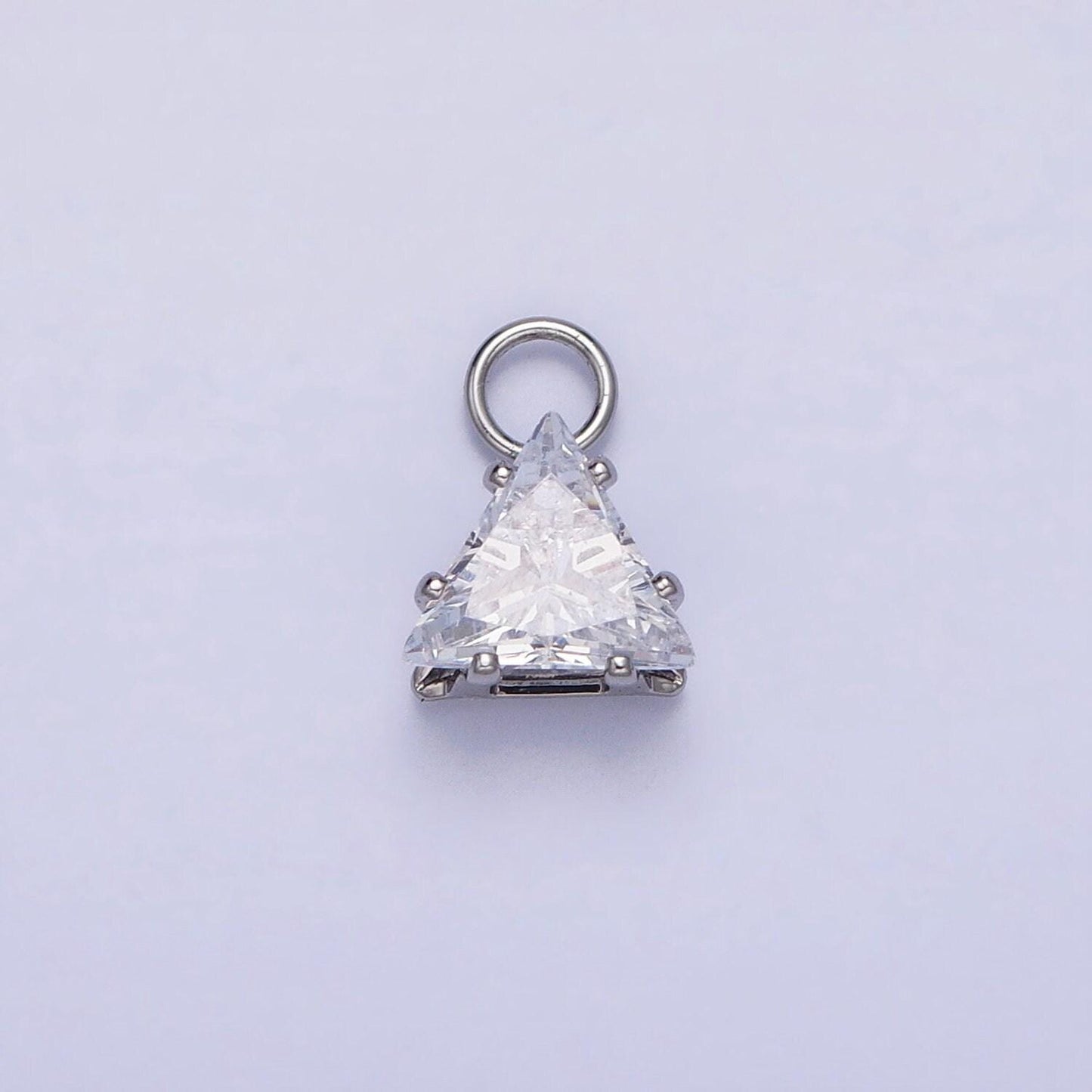 Mini gold triangle cubic zirconia charm, tiny clear cz charm add on charm for bracelet earring necklace supply ac420 ac421