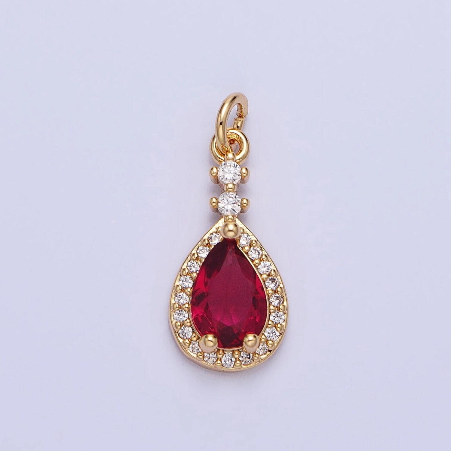 Dainty tear drop charms cubic zirconia dangle micro pave dainty geometric pendant wholesale bulk diy jewelry findings ac427