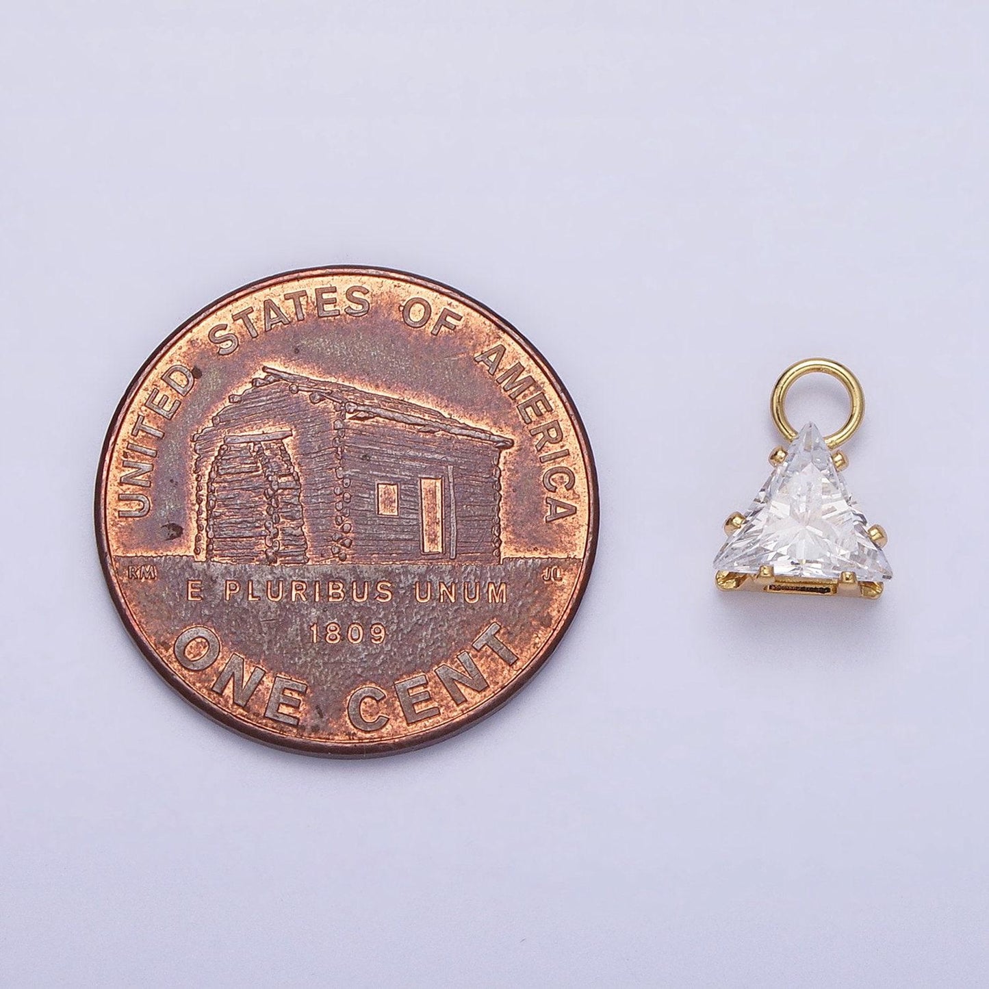 Mini gold triangle cubic zirconia charm, tiny clear cz charm add on charm for bracelet earring necklace supply ac420 ac421