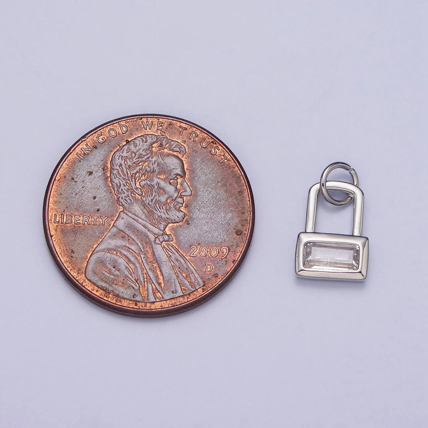 Mini padlock charm gold plated over brass clear baguette cz lock pendant jewelry for necklace bracelet earring supply ac412