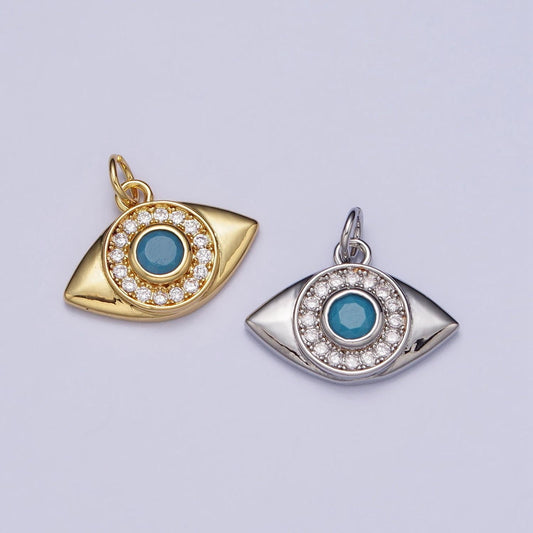 Mini evil eye charm gold plated over brass turquoise eye cz pendant for amulet jewelry pendant necklace bracelet earring supply ac410