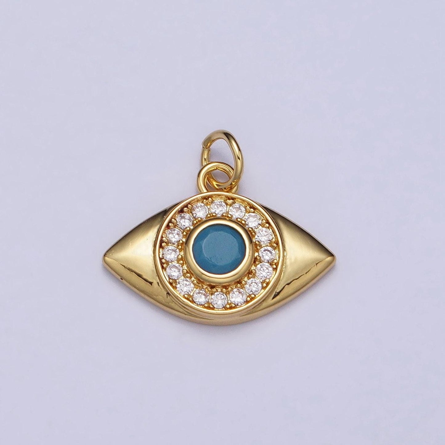Mini evil eye charm gold plated over brass turquoise eye cz pendant for amulet jewelry pendant necklace bracelet earring supply ac410