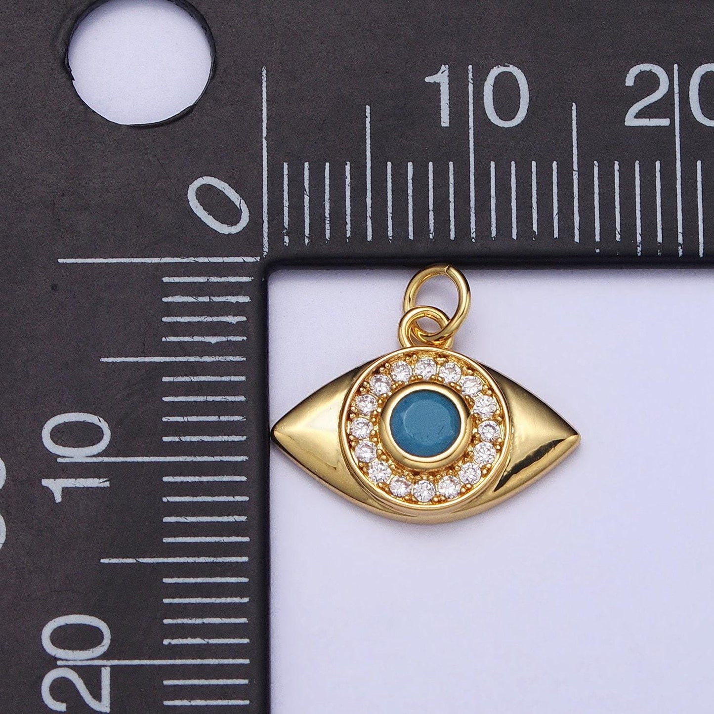 Mini evil eye charm gold plated over brass turquoise eye cz pendant for amulet jewelry pendant necklace bracelet earring supply ac410