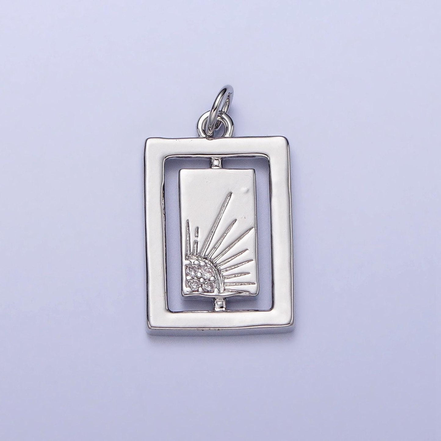 Mini gold sun tag plate pendant celestial tile charms with cz stones for jewelry making supplies ac406