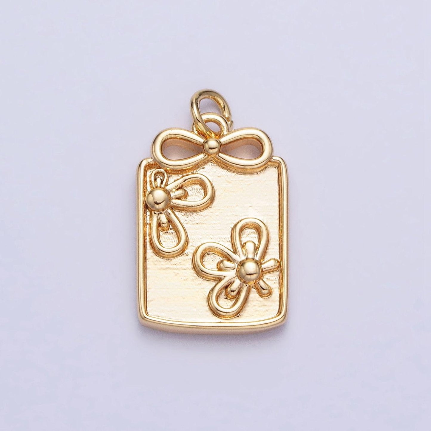Dainty square daisy flower charm pendant floral charm in tag frame for bracelet necklace earring supply ac387 ac388