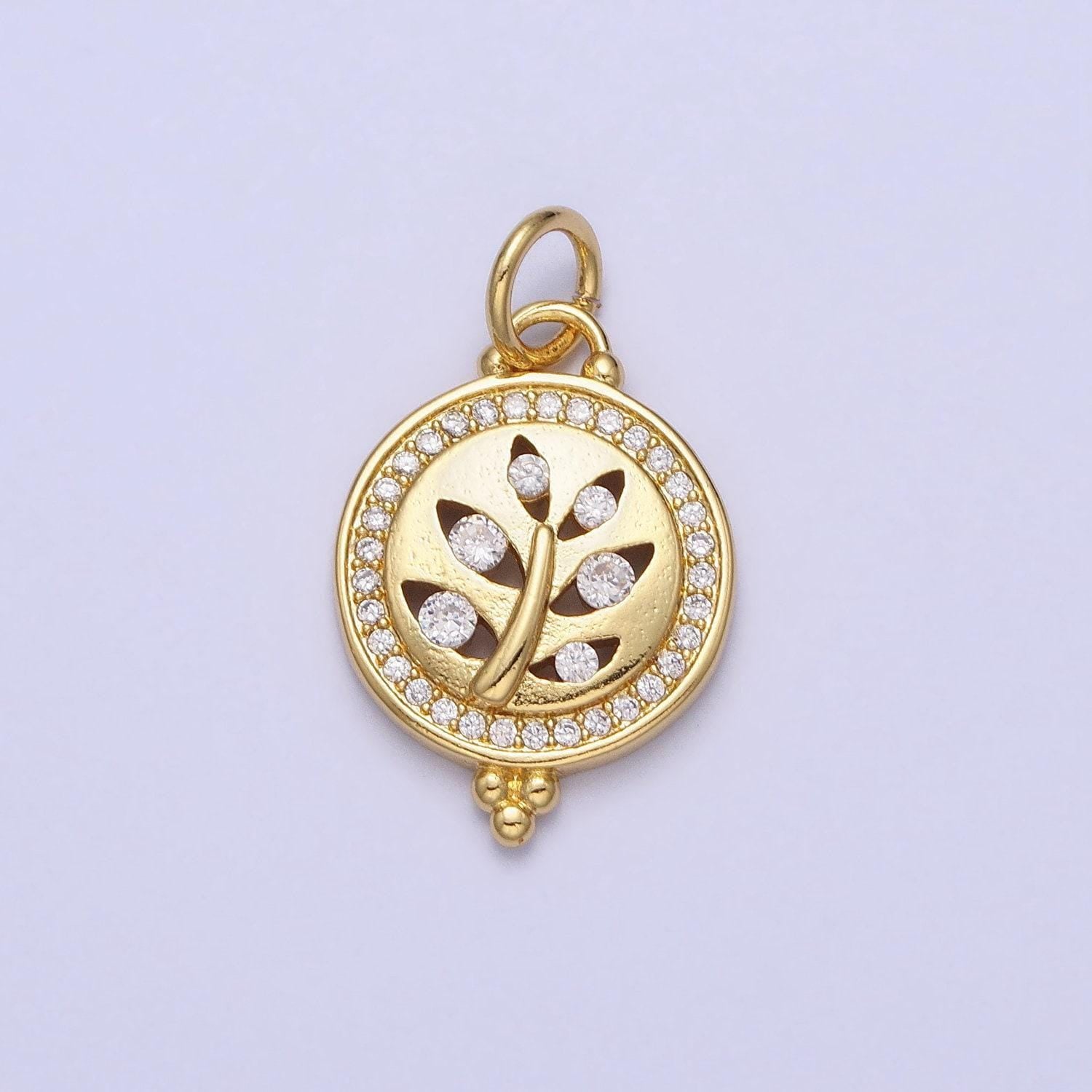 Mini gold plated olive branch leaf charm necklace bracelet earring supply micro pave cz charm ac377