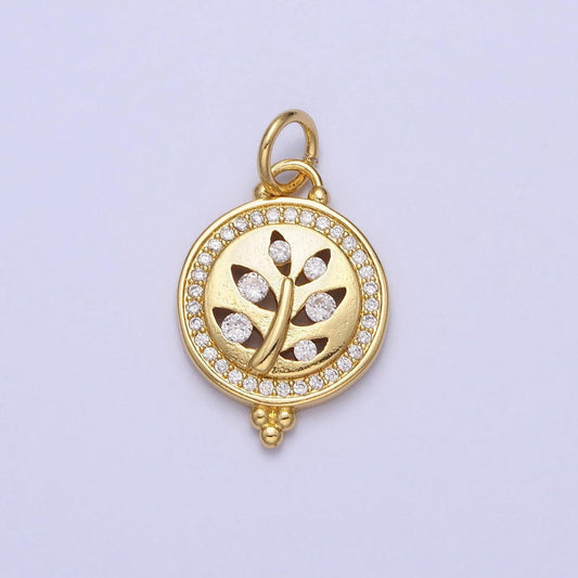 Mini gold plated olive branch leaf charm necklace bracelet earring supply micro pave cz charm ac377