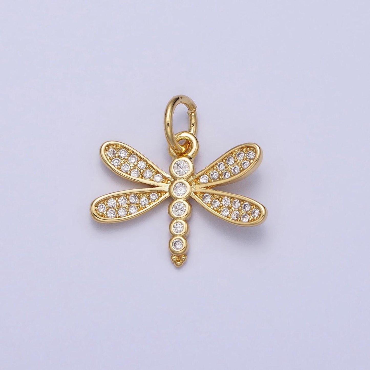 Mini gold dragonfly charm minimalist insect clear micro paved cz charm animal charm| ac375