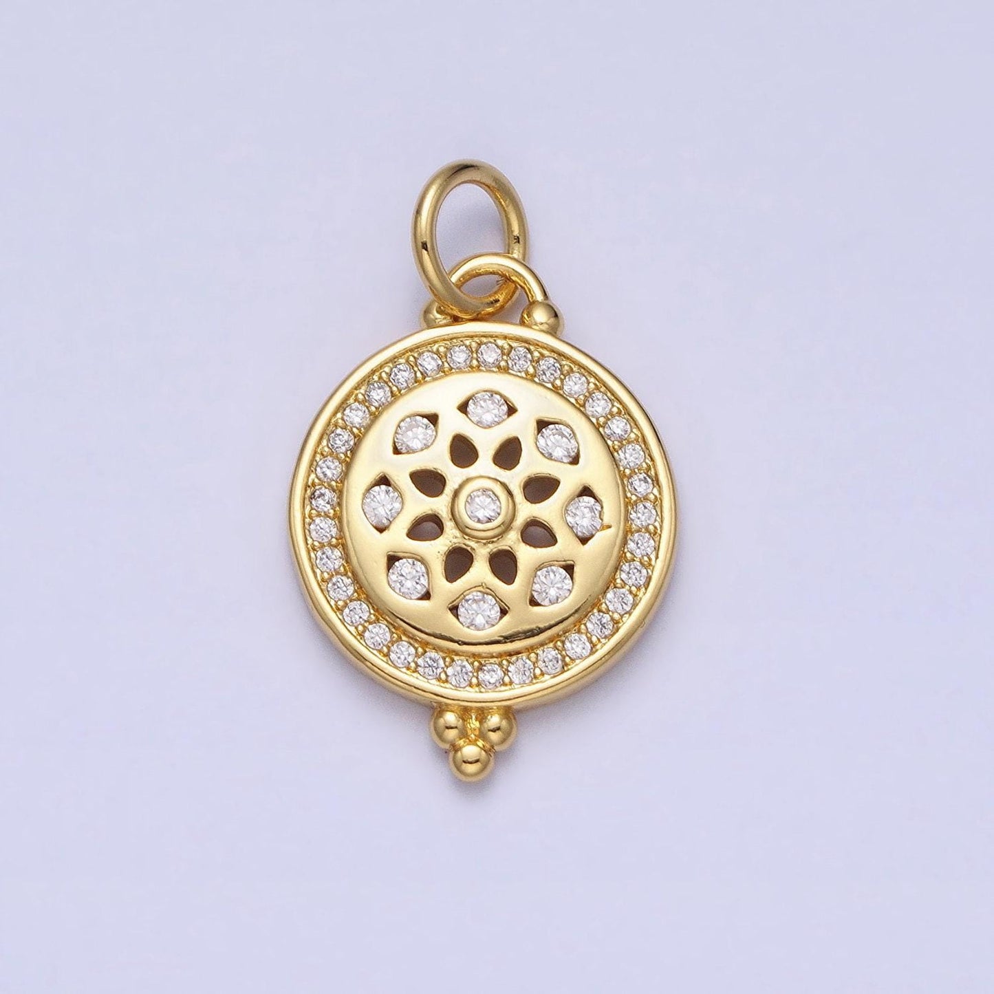 Mini gold plated sun charm necklace bracelet earring supply micro pave cz charm ac371