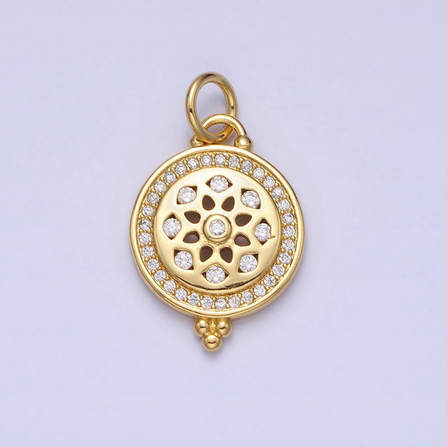Mini gold plated sun charm necklace bracelet earring supply micro pave cz charm ac371