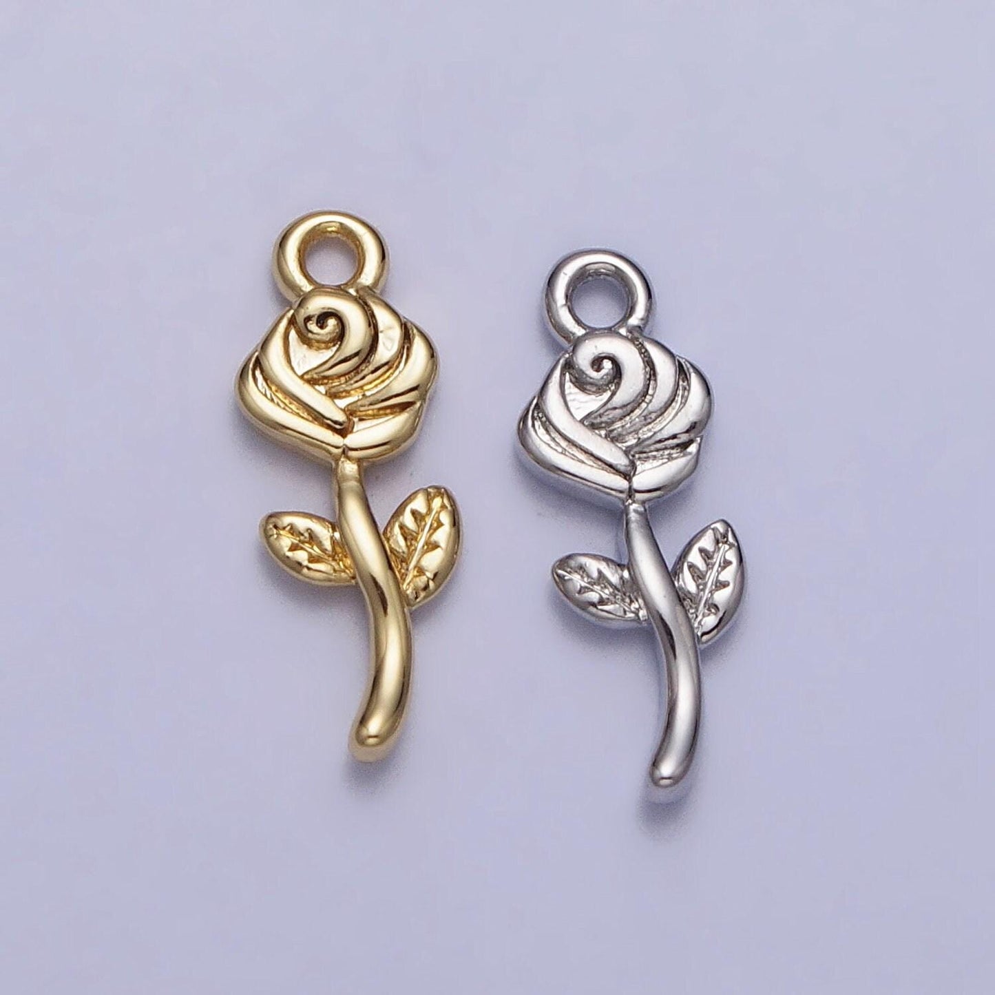 Tiny mini gold rose charm pendant, small floral pendant 14k gold filled small flower necklace earring bracelet jewelry making ac343