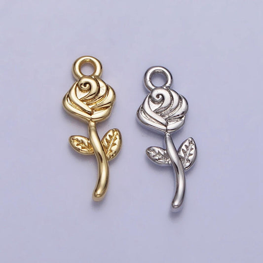 Tiny mini gold rose charm pendant, small floral pendant 14k gold filled small flower necklace earring bracelet jewelry making ac343