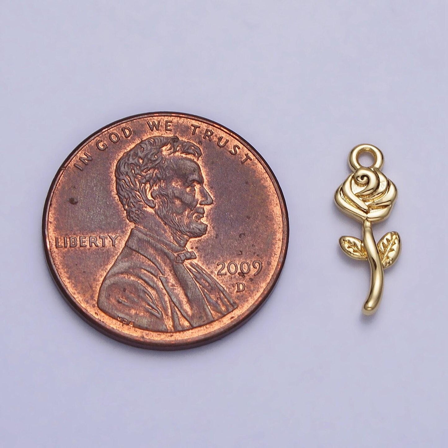 Tiny mini gold rose charm pendant, small floral pendant 14k gold filled small flower necklace earring bracelet jewelry making ac343
