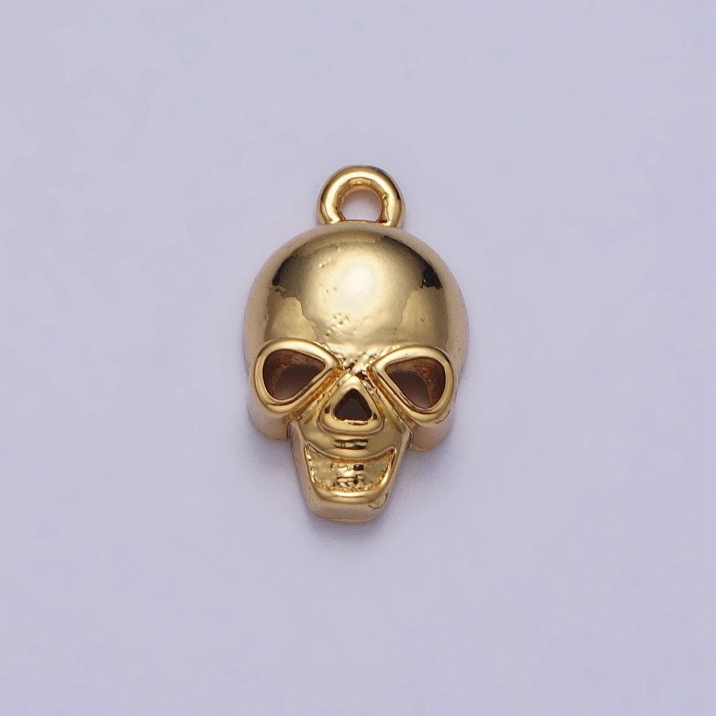 Mini gold filled skull charm necklace head skeleton pendant in silver emo scary halloween jewelry making supply ac341