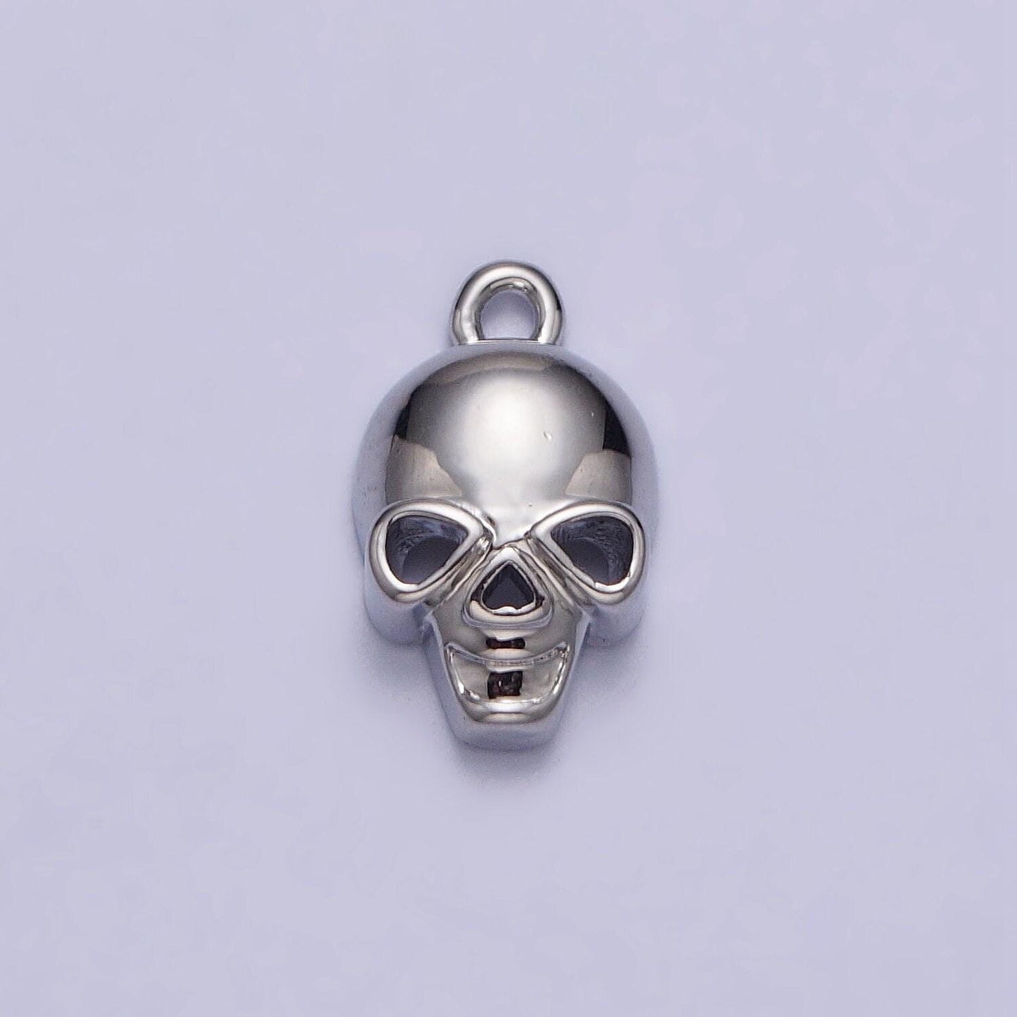 Mini gold filled skull charm necklace head skeleton pendant in silver emo scary halloween jewelry making supply ac341