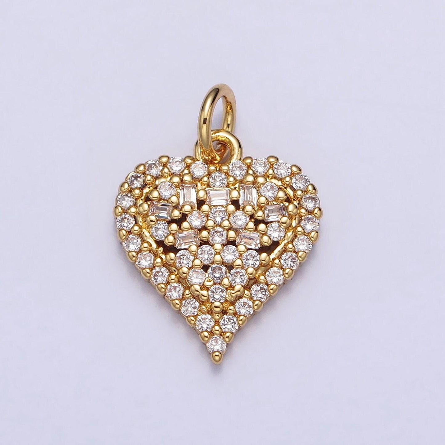 24k gold filled clear cz micro paved heart add-on charm for valentine jewelry collection gift idea | ac311