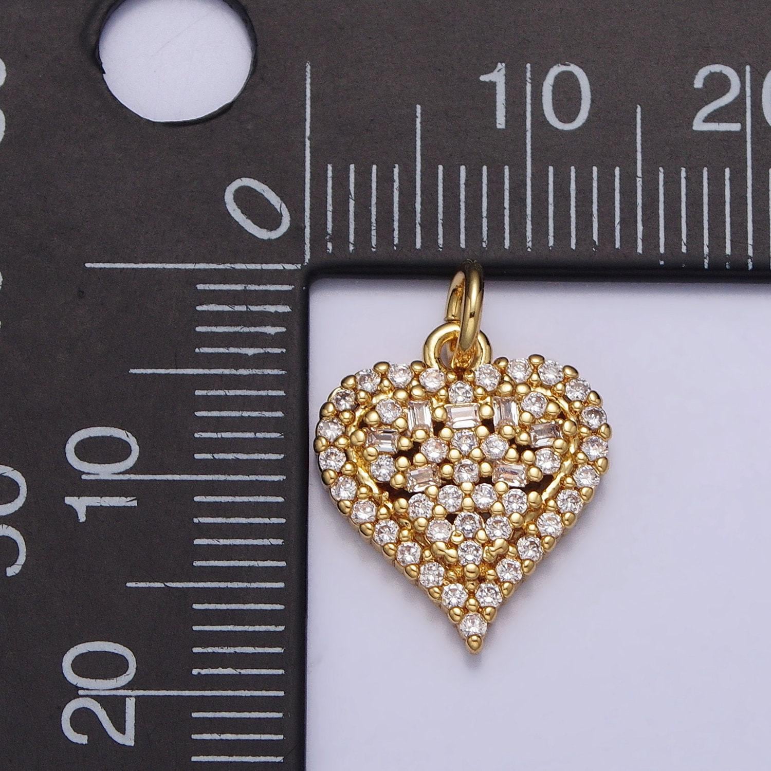 24k gold filled clear cz micro paved heart add-on charm for valentine jewelry collection gift idea | ac311