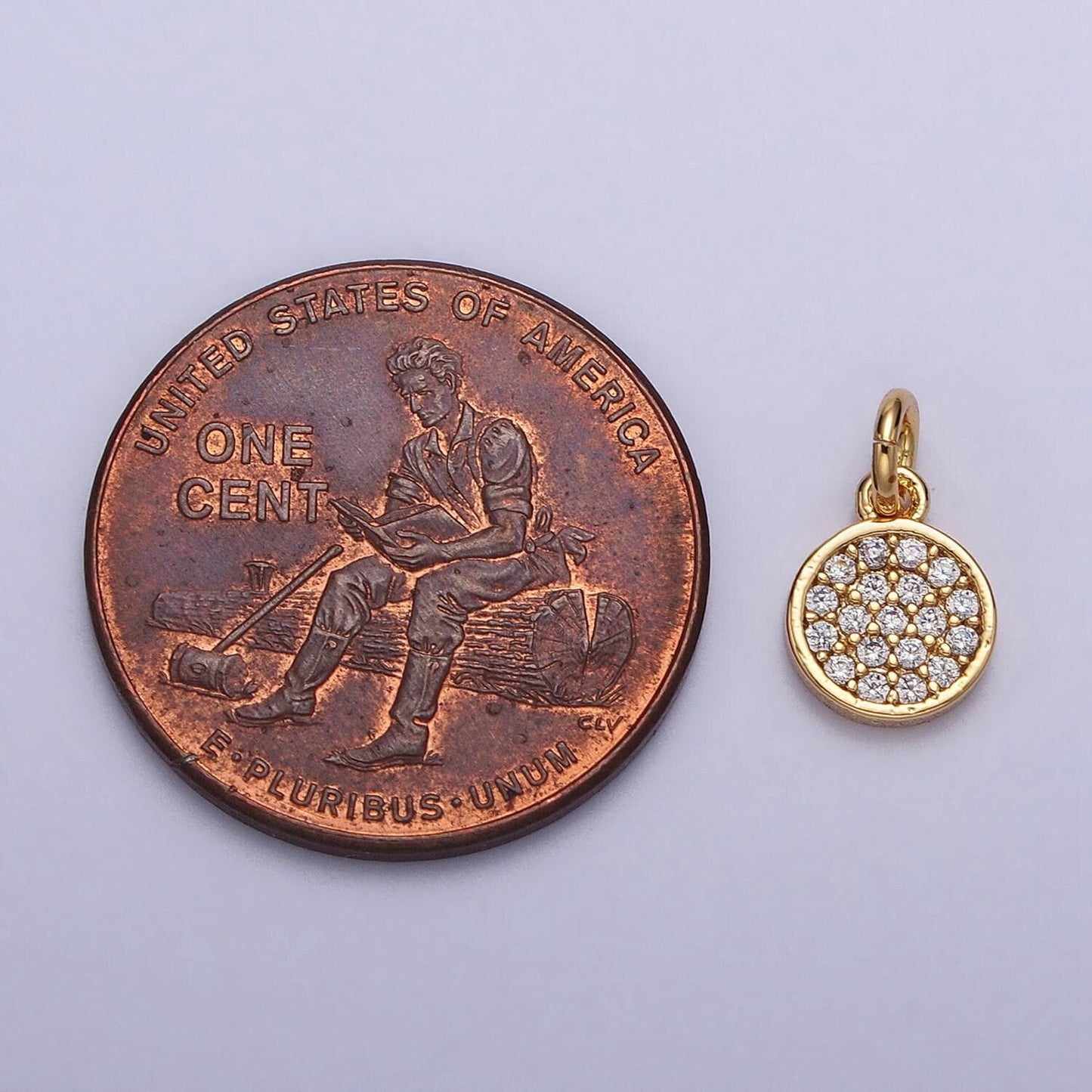 Mini cz paved gold circle charm 11x6.5mm 16k real gold plated brass, micro pave round coin pendants ac309