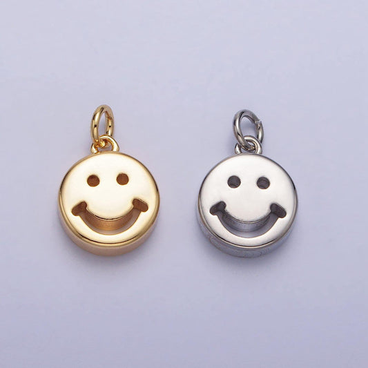 Mini gold happy face charm silver smile face charm for bracelet necklace earring ac-225