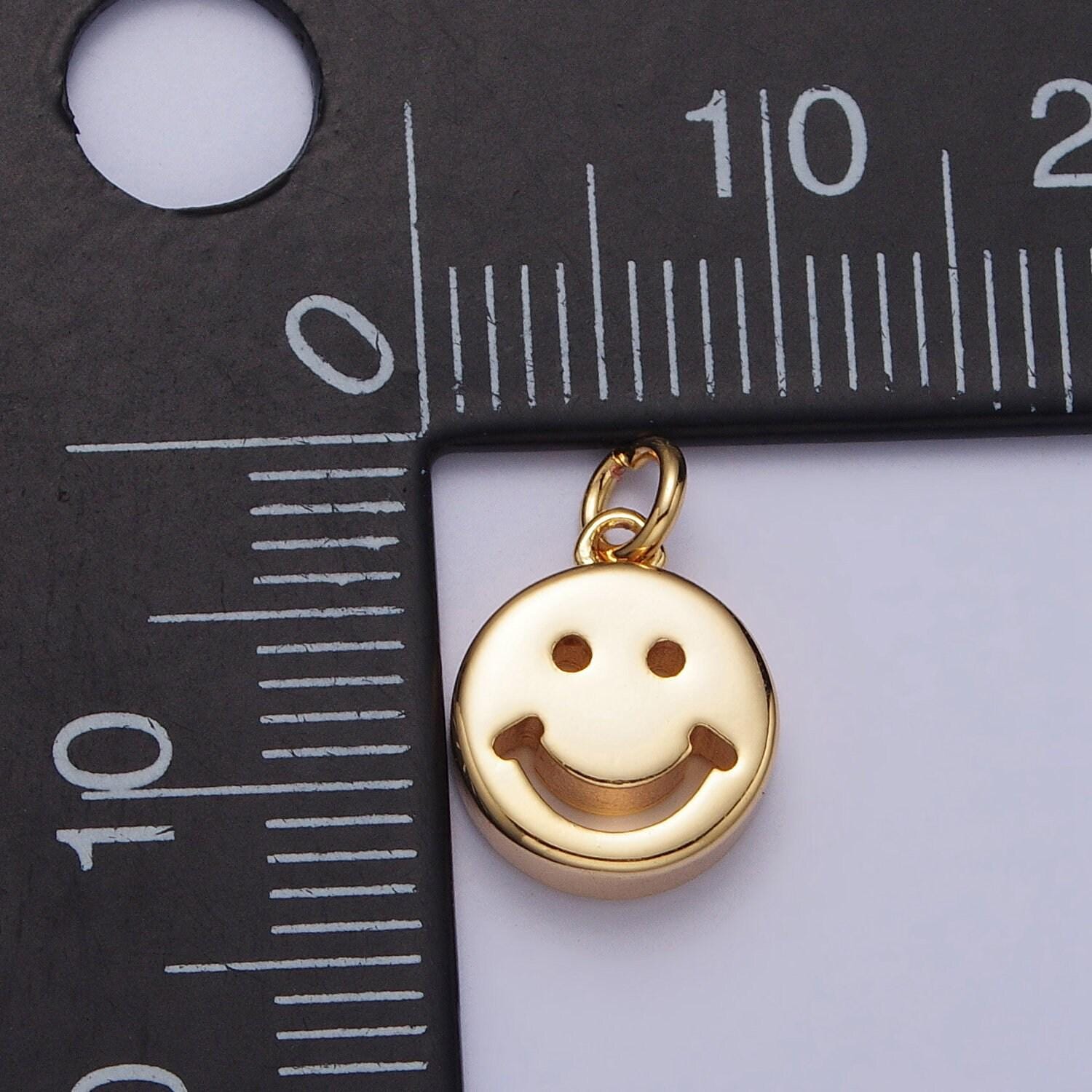 Mini gold happy face charm silver smile face charm for bracelet necklace earring ac-225