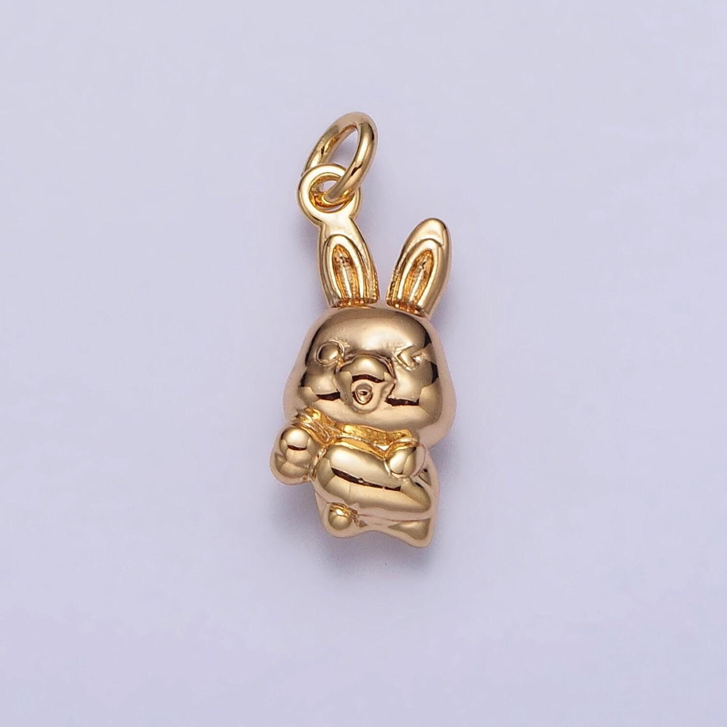 Mini gold rabbit charm for 2023 chinese new year animal sign jewelry collection chinese zodiac sign gift idea for kids jewelry ac286