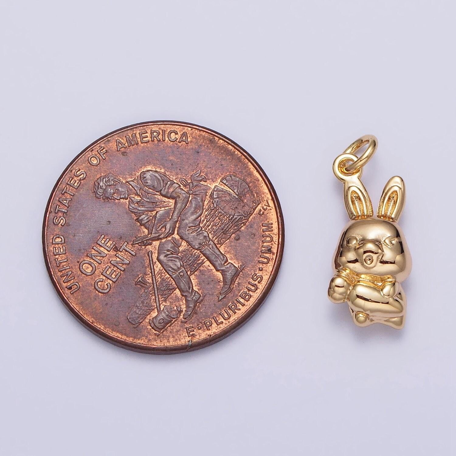 Mini gold rabbit charm for 2023 chinese new year animal sign jewelry collection chinese zodiac sign gift idea for kids jewelry ac286