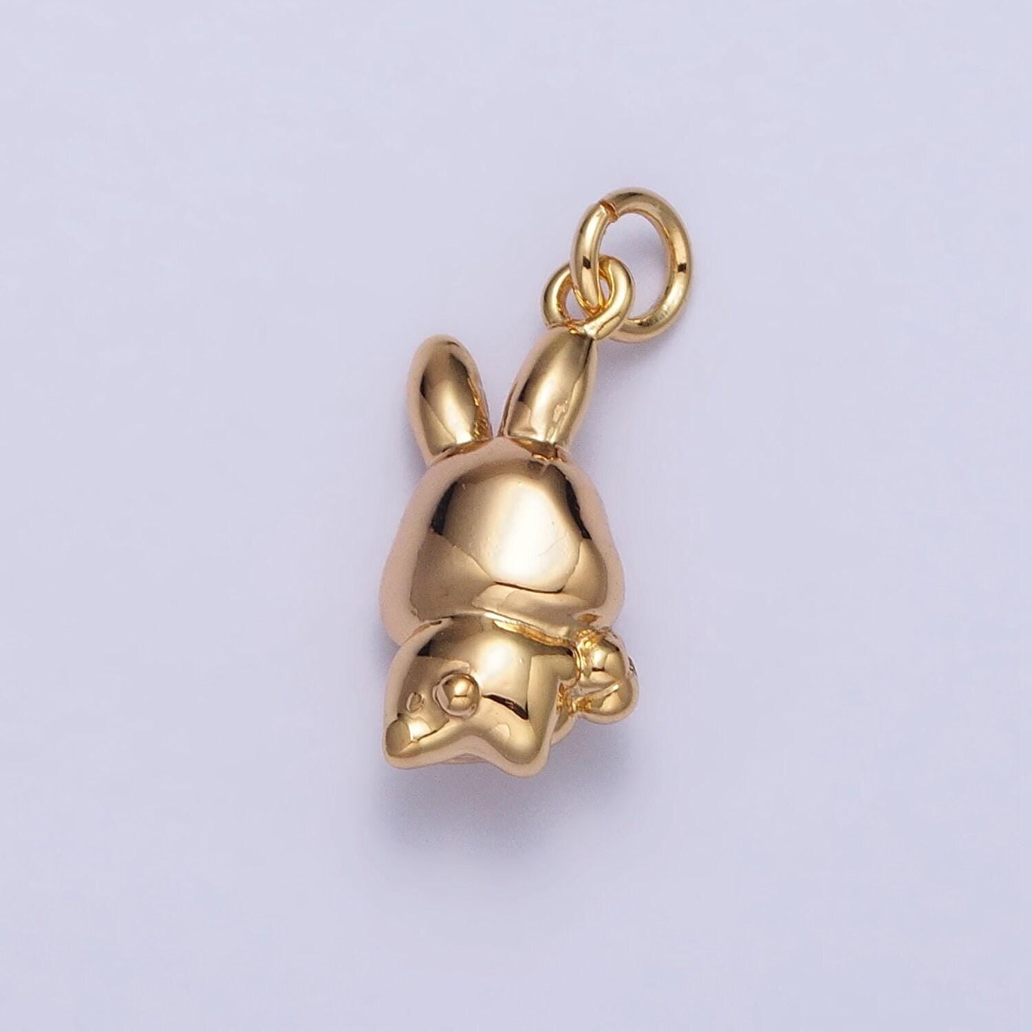 Mini gold rabbit charm for 2023 chinese new year animal sign jewelry collection chinese zodiac sign gift idea for kids jewelry ac286