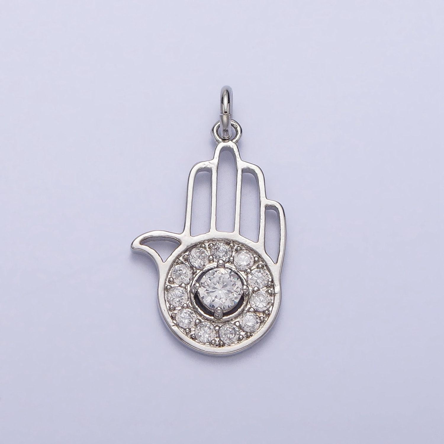 Mini gold hamsa hand pendant evil eye charm protection necklace - yoga gifts silver amulet jewelry ac228