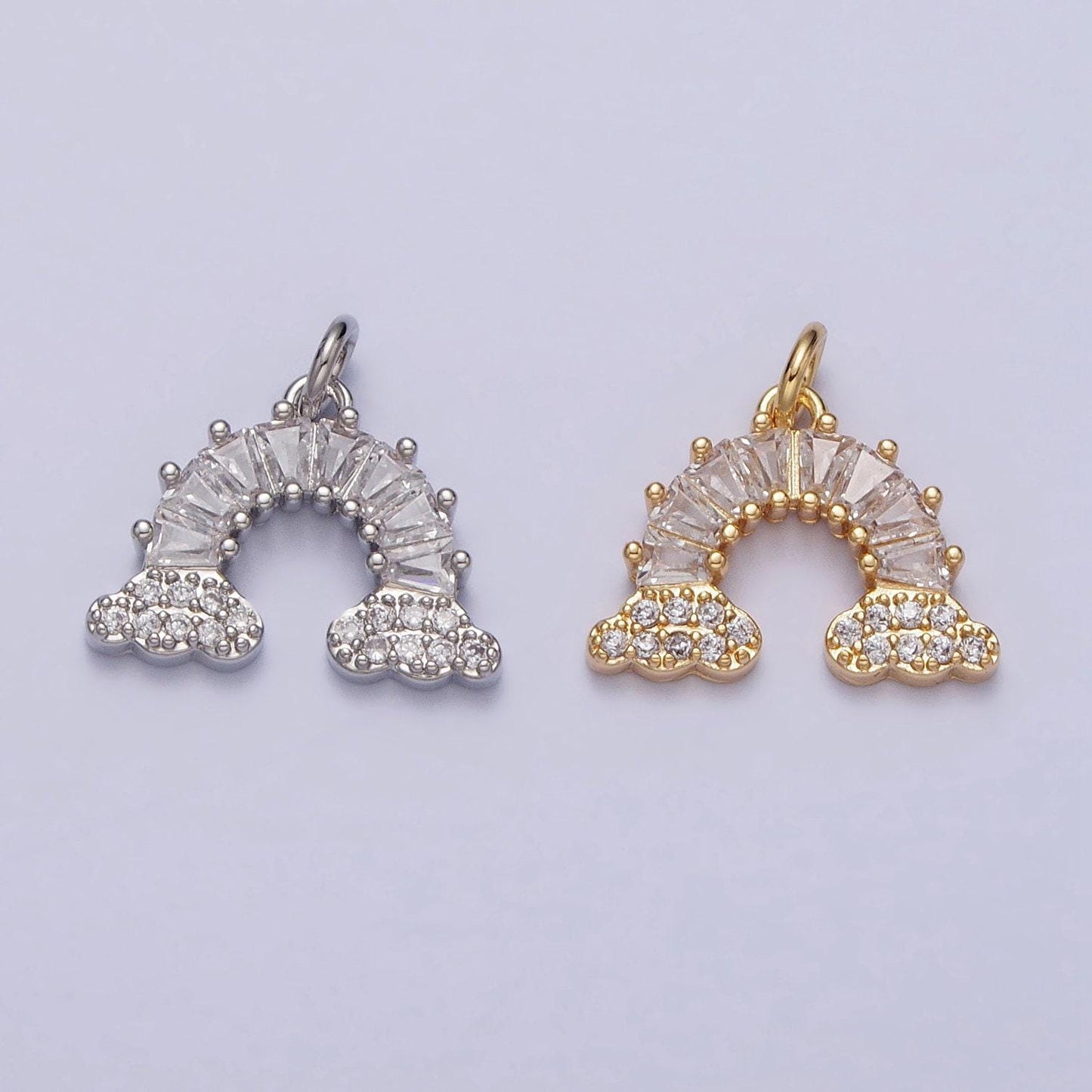 Gold filled rainbow cloud charm clear baguette rainbow charm for jewelry making supplies bracelet necklace earring supply celestial jewelry