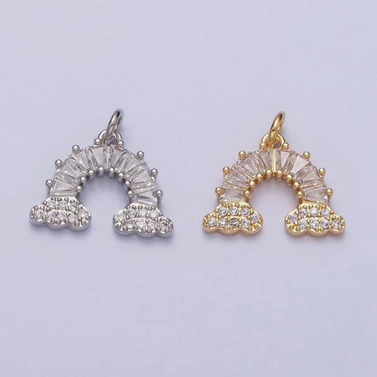 Gold filled rainbow cloud charm clear baguette rainbow charm for jewelry making supplies bracelet necklace earring supply celestial jewelry